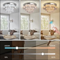 Finktonglan 16 Dimmable Modern Led Crystal Chandelie Ceiling Lights Flower Flush Mount Ceiling Light Fixtures Dining Room Cha