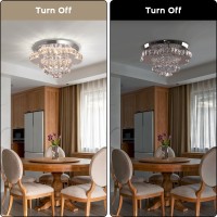 Finktonglan 16 Dimmable Modern Led Crystal Chandelie Ceiling Lights Flower Flush Mount Ceiling Light Fixtures Dining Room Cha