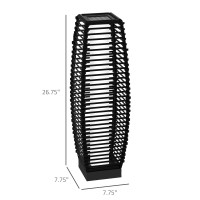 Outsunny Solar Floor Lamp, Outdoor Rattan Garden Lantern Pathway Light & Decorative Driveway Lighting With Auto On/Off Led Lights For Porch, Yard, Lawn, Courtyard, Deck, Black