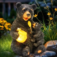 Gigalumi Solar Garden Statues Loving Bear Figurine Lights For Outside Yard Decorations Outdoor Garden Decor Unique Birthday Ho