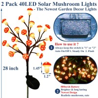 Solar Mushroom Lights Outdoor Garden Decor 2 Pack 40Led Solar Lights For Outside Decorations For Yard Solar Pathway Lights Out