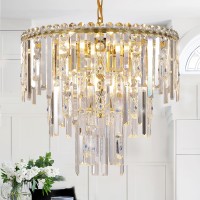 A Axilixi Modern Chandelier For Dining Room Crystal Gold 20 Chandelier 3 Ties Ceiling Pendant Light Fixtures Round Chandelier