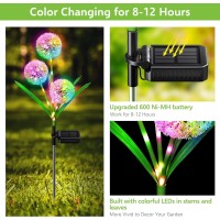 Bonlion 4 Pack Solar Garden Lights Outdoor Decor New Version 12 Glowing Dandelion Lights Stems With 144 Colorful Led 2 Modes