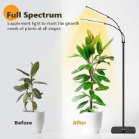 Grow Light Dual Head Plant Lights For Indoor Growing 30W 144Leds Full Spectrum Wide Illumination Area 55Ft Height Telescopic