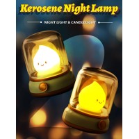 Bandiancy Cute Kerosene Night Light Cozy Light Rechargeable Night Light Shower Lamp Lovely Decoration Night Lights For Adults