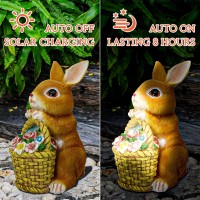 Solar Rabbit Garden Statues, Outdoor Easter Bunny Decorations With Led Flower Light For Porch, Patio, Balcony, Yard, Resin Rabbit Figurine, Housewarming Gifts For Family, Friends, Mom(Yellow)