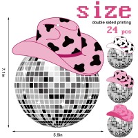 Barydat 48 Pcs Disco Cowgirl Party Decorations Disco Ball Cowgirl Hat Hanging Swirls Disco Cowgirl Ceiling Decoration For Retro