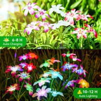 Wdtpro 6 Pack Solar Lights Outdoor Garden Upgraded Solar Garden Lights With 24 Enlarged Blooming Lily Flowers 7 Color Changing