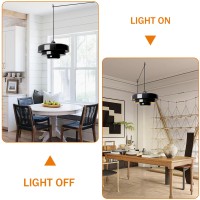 Doungros Black Pendant Light With Plug In Cord Modern Pendant Lighting 3Layer Nordic Style Metal Shade Hanging Light Fixtures H