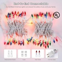 Meteds Christmas Lights 100 Count Clear Mini Lights White Wire Ul Certified Connectable Multicolor String Lights For Christmas T