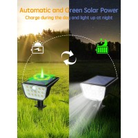 Roor Solar Spot Lights Outdoor Motion Sensor Ip68 Waterproof Solar Landscape Spotlights 6 Modes Warm Whitecool White Led Ligh