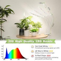 Foxgarden Plant Lights For Indoor Growing Grow Light Full Spectrum With Timer 4812 H Fourhead 208 Led Grow Lamp With Flexib