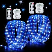 Jmexsuss 2 Pack Battery Operated Rope Lights Outdoor Waterproof Total 200Led 66Ft 8 Mode Battery Powered String Lights With Rem