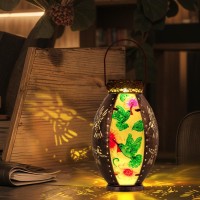 Starsoul Hummingbird Solar Lantern Stained Glass Metal Outdoor Lantern Waterproof Hummingbird Hanging Metal Decorative Lights