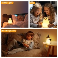 Attivolife Duck Night Light For Kids Led Bedside Table Silicone Lamp Timer Dimmable Animal Magician Touch Control Nursery Port