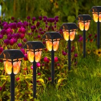 Dynaming Solar Flame Torch Lights Outdoor 9 Pack Flickering Flame Pathway Solar Lights Auto Onoff Garden Decorative Lights W