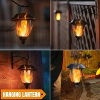 Dynaming Dual Use Solar Flame Lights Outdoor 6 Pack Solar Flickering Flame Pathway Lights Hanging Lantern Lights Auto Onoff