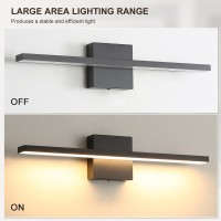 Lonrukat Bathroom Light Fixtures Over Mirror 20 Inch Black Bathroom Vanity Light Led Modern Wall Sconce 3000K Bar Vanity Light