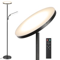 Coucrek Led Floor Lamp 48W 4000Lm Super Bright Torchiere Floor Lamp With Adjustable Reading Light Dimmable Standing Lamp With