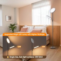 Coucrek Led Floor Lamp 48W 4000Lm Super Bright Torchiere Floor Lamp With Adjustable Reading Light Dimmable Standing Lamp With