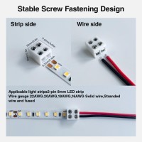 Cezelux 15Pack Erless Led Strip Connector 2Pin 8Mm With 328Ft Wire Tighten Screw Terminal Blocks 2 Pin 8Mm Connectors With Scr