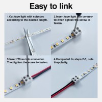 Cezelux 15Pack Erless Led Strip Connector 2Pin 8Mm With 328Ft Wire Tighten Screw Terminal Blocks 2 Pin 8Mm Connectors With Scr