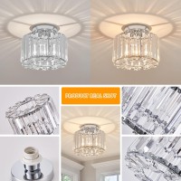 Xieyor Elegant Silver Crystal Chandelier Modern Semi Flush Mount Ceiling Light Fixtures For Hallway Kitchen Bedroom Living