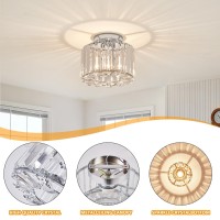 Xieyor Elegant Silver Crystal Chandelier Modern Semi Flush Mount Ceiling Light Fixtures For Hallway Kitchen Bedroom Living