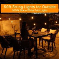 Sanben Led Outdoor String Lights, 50Ft Patio Lights With Remote, Ip65 Waterproof Outside Hanging Lights For Backyard Party Christmas -3000K