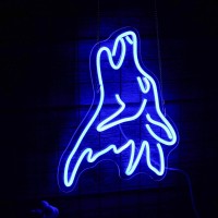 Lisignve Wolf Neon Sign Blue Led Cute Wolf Neon Lights For Wall Decor Dimmable Usb Bedroom Sign Lights For Kids Room Home Decor