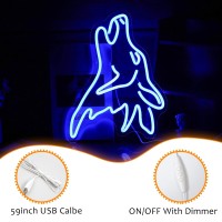 Lisignve Wolf Neon Sign Blue Led Cute Wolf Neon Lights For Wall Decor Dimmable Usb Bedroom Sign Lights For Kids Room Home Decor