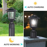 Suponar Metal Solar Post Lights 2 Pack Solar Lamp Post Light Solar Post Cap For Pole Fence Deck Garden Yard Patio Porch Outdoo