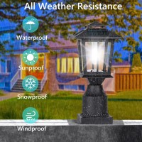 Suponar Metal Solar Post Lights 2 Pack Solar Lamp Post Light Solar Post Cap For Pole Fence Deck Garden Yard Patio Porch Outdoo