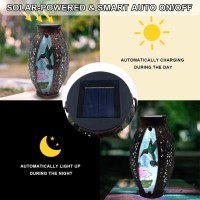 Ouisjyer Solar Lanterns Outdoor Hanging Light Hummingbird Solar Powered Led Glass Lights Decorative Waterproof Tabletop Hollow