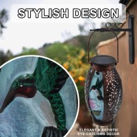 Ouisjyer Solar Lanterns Outdoor Hanging Light Hummingbird Solar Powered Led Glass Lights Decorative Waterproof Tabletop Hollow