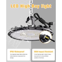 Jclgl Ufo Led High Bay Light 100W High Bay Led Shop Lights 5000K 11 000Lm With Us Plug Hanging Hook Safe Rope Ip65 Waterpro