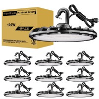 Jclgl Ufo Led High Bay Light 100W 10Pack High Bay Led Shop Lights 5000K 11 000Lm With Us Plug Hanging Hook Safe Rope Waterp