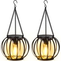 Kooper Solar Lanterns Outdoor Lights, Upgraded Metal Solar Lantern Lights, Brighter Hanging Solar Lights Outdoor Waterproof, Auto On/Off Outdoor Solar Lights For Yard Garden Patio Pathway Decor 2 Pack