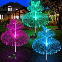 Solar Garden Lights Waterproof Newest Solar Outdoor Lights Double Layer Fiber Optic Jellyfish Lights For For Patio Pathway Lawn