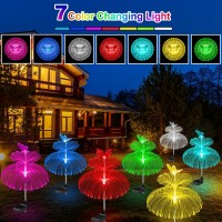 Solar Garden Lights Waterproof Newest Solar Outdoor Lights Double Layer Fiber Optic Jellyfish Lights For For Patio Pathway Lawn