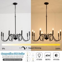 Jtyp 8-Light Black Chandelier Farmhouse Candle Chandelier Light Fixture Modern Industrial Dining Room Chandelier Ceiling Light Fixtures Over Table For Living Room,Kitchen Island,Bedroom