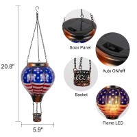 Zphomeing Solar Lantern Hot Air Balloon With Flickering Flame Decor Outdoor Waterproof Hanging Solar Lights For Patio Yard Garde