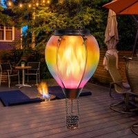 Zphomeing Solar Lantern Hot Air Balloon With Flickering Flame Decor Outdoor Waterproof Hanging Solar Lights For Patio Yard Garde