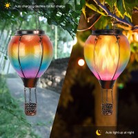 Zphomeing Solar Lantern Hot Air Balloon With Flickering Flame Decor Outdoor Waterproof Hanging Solar Lights For Patio Yard Garde