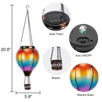 Zphomeing Solar Lantern Hot Air Balloon With Flickering Flame Decor Outdoor Waterproof Hanging Solar Lights For Patio Yard Garde