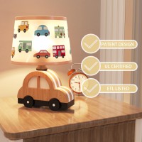 Kids Dimmable Table Lamp Child Safe Natural Wood Creative Design Ul Certified 13 Inch Handmade Small Nursery Lamp Great For