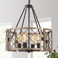 Santostock Modern Farmhouse Chandelier Rustic 4Light Dining Room Chandelier Light Fixture Kitchen Island Light Adjustable Han