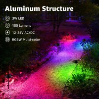 Sunvie Rgbw Low Voltage Landscape Lights 3W Color Changing Pathway Lights 1224V Multicolor Path Lights Waterproof For Yard Gar