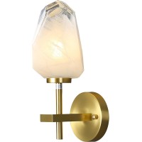 Fulesi Gold Wall Sconces Modern Bath Wall Mounted Light Fixtures With G9 Crystal Shade Brass Indoor Wall Sconces Bathroom Vanity Light For Mirror Kitchen Living Room Hallway