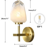 Fulesi Gold Wall Sconces Modern Bath Wall Mounted Light Fixtures With G9 Crystal Shade Brass Indoor Wall Sconces Bathroom Vanity Light For Mirror Kitchen Living Room Hallway